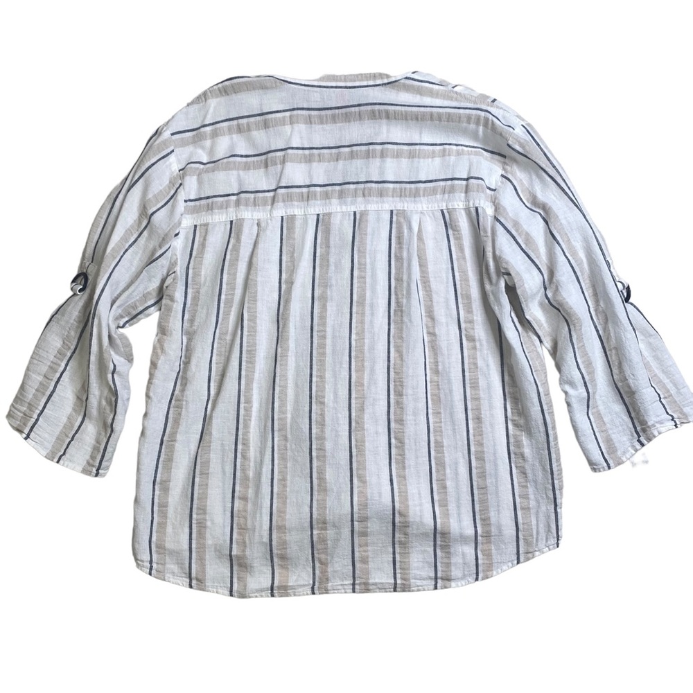 Vince Camuto Linen Stripe Button Down Shirt Size Medium - Picture 11 of 14